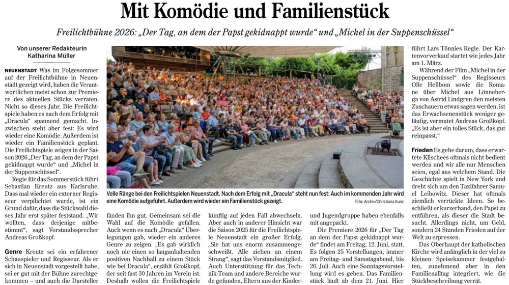 Pressestimmen zur Saison 2025 Pressestimmen zur Saison 2025